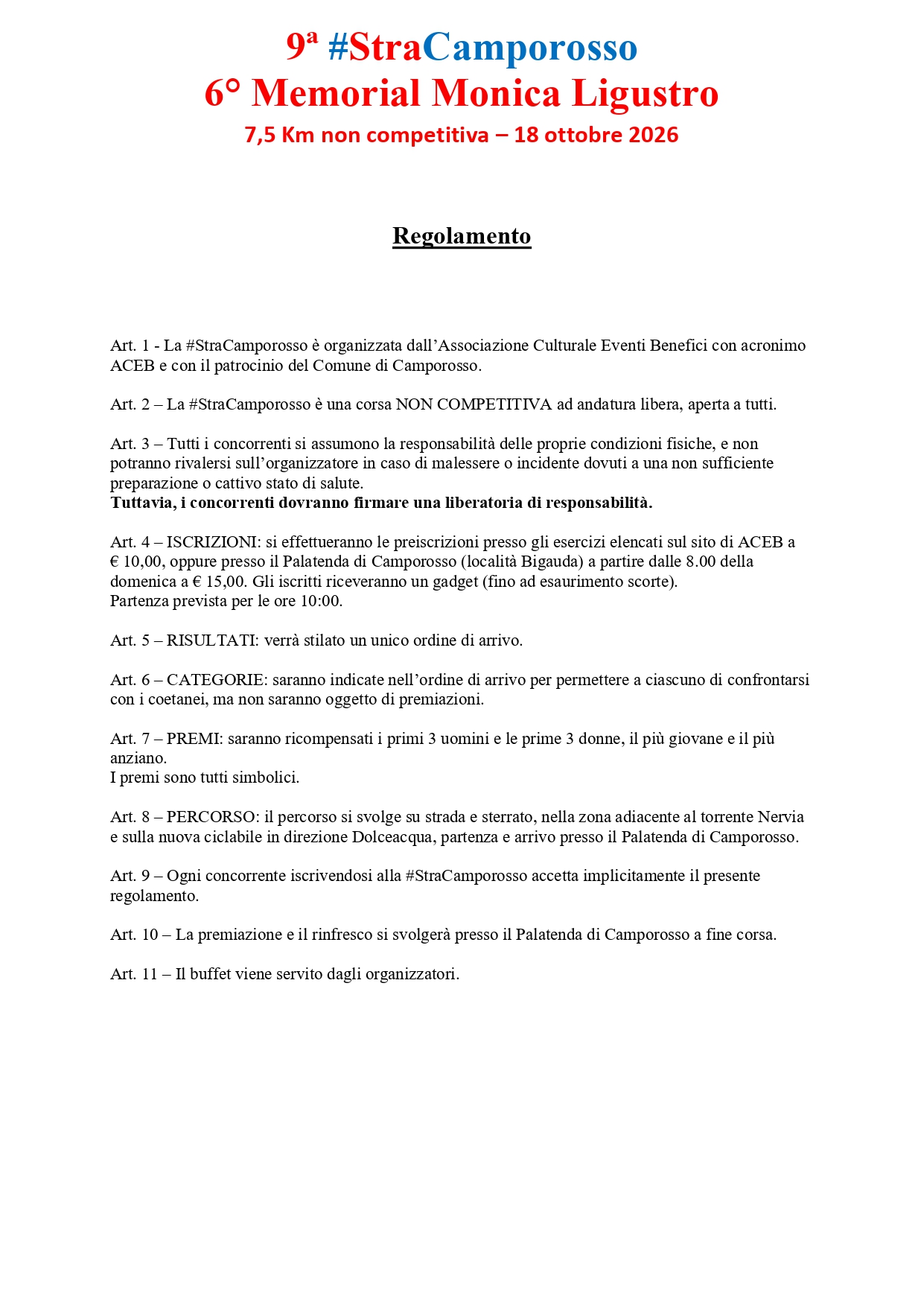 Regolamento StraCamporosso 2026