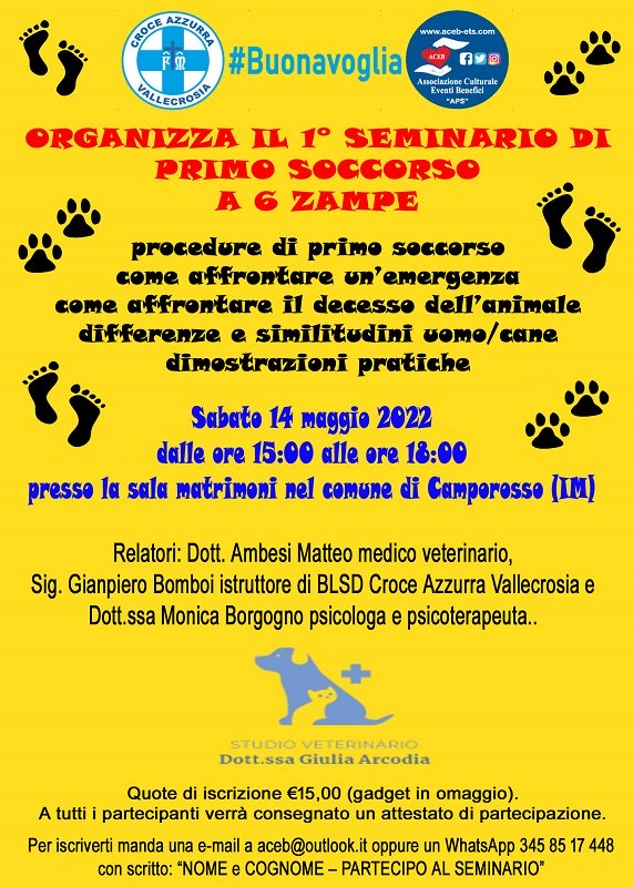 Primo seminario di primo soccorso a 6 zampe