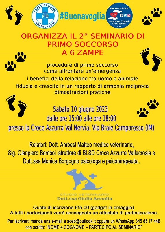 Secondo seminario di primo soccorso a 6 zampe